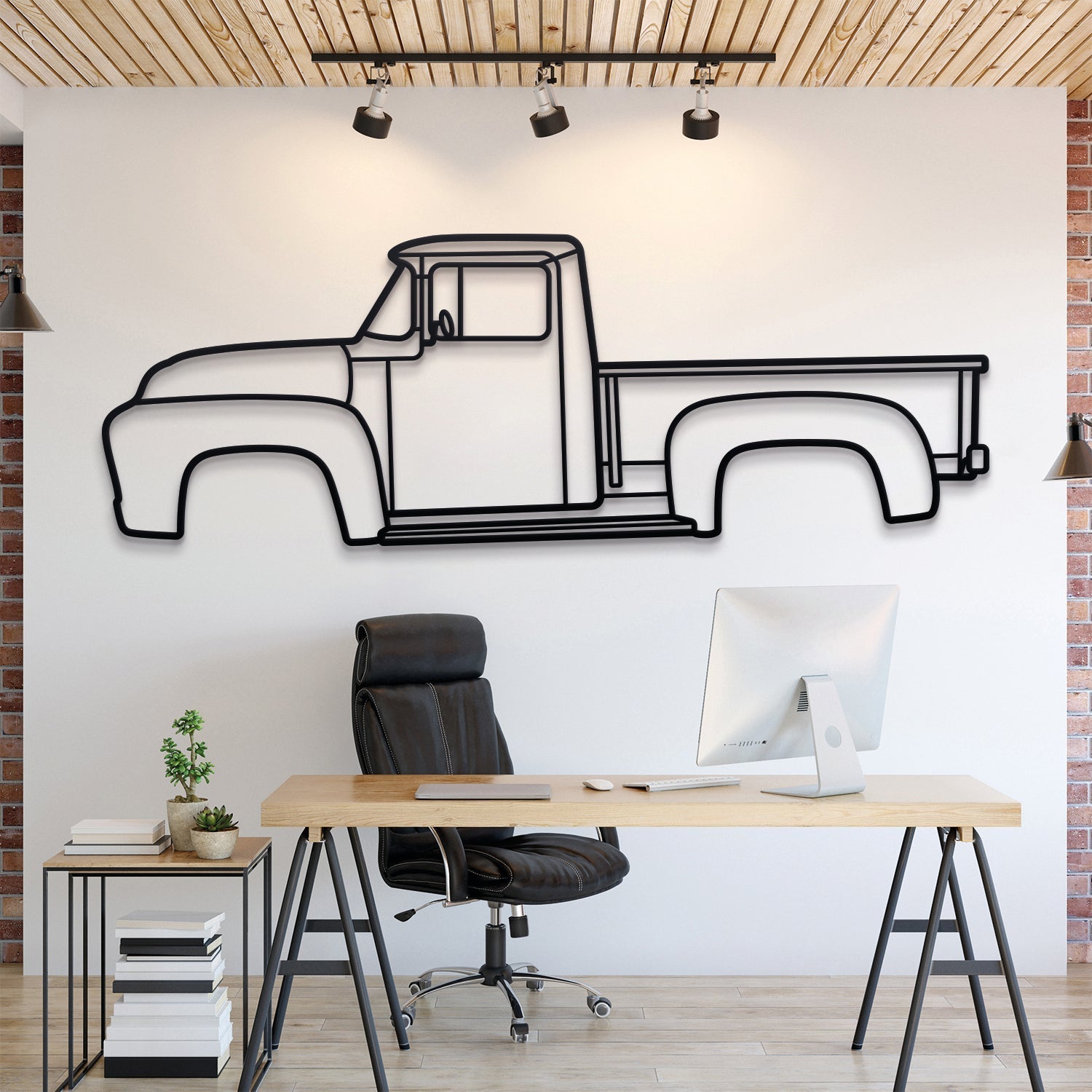 1956 F 100 Metal Silhouette, Wall Decor, Metal Wall art