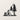 Front view of the camping tent and pine trees design on a plain wall